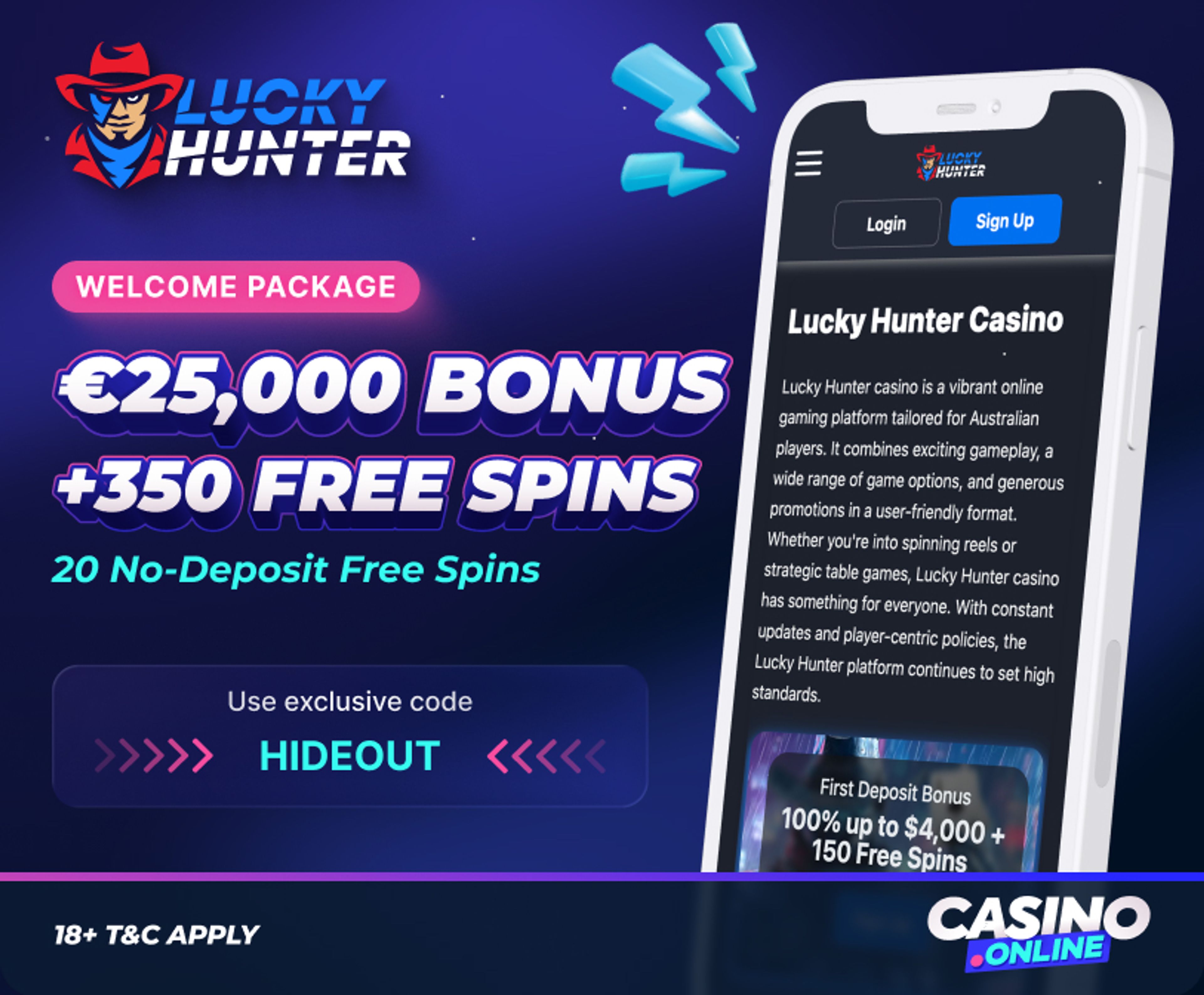 Lucky Hunter Casino Welcome Bonus